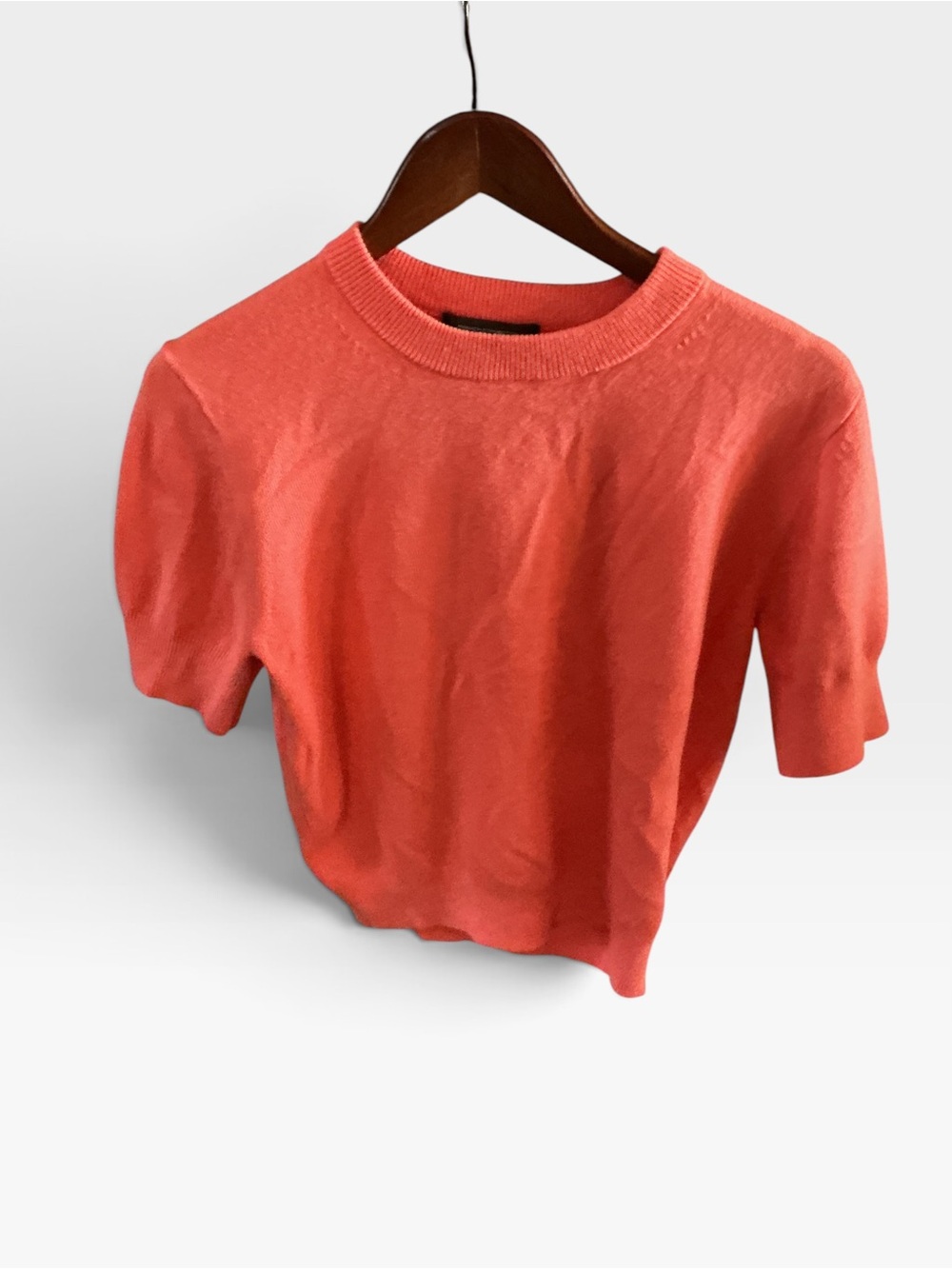 French Connection Short Sleeve Crewneck Top in Coral Orange